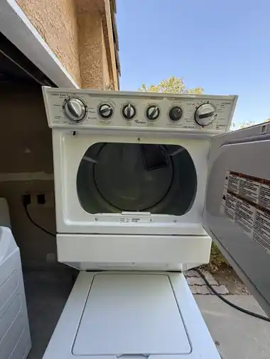Stackable set with the dryer door open